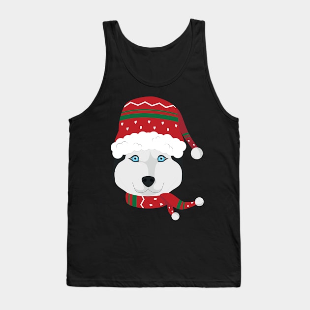 Siberian Husky Dog With Red Santa's Hat Funny Xmas Gift Tank Top by salemstore